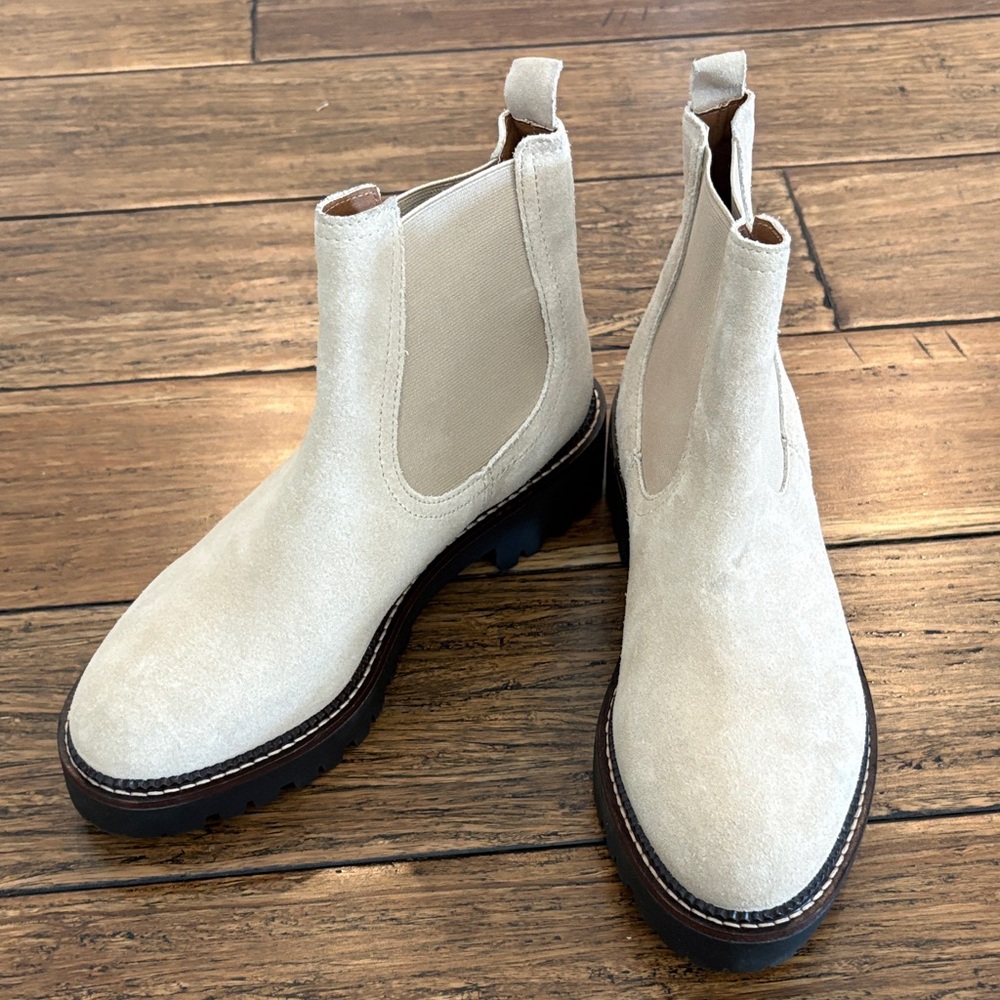 Caslon Cream Suede Chelsea Lug Ankle Boots